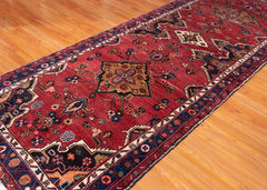 Vintage Hamadan Hand-Knotted Persian Wool Runner Rug