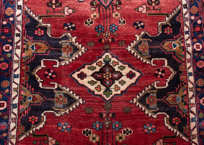 Vintage Hamadan Hand-Knotted Persian Wool Runner Rug