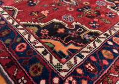 Vintage Hamadan Hand-Knotted Persian Wool Runner Rug