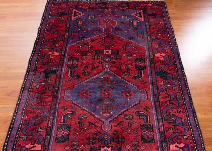 Vintage Zanjan Hand-Knotted Persian Wool Runner Rug