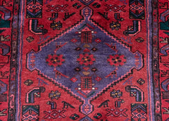 Vintage Zanjan Hand-Knotted Persian Wool Runner Rug