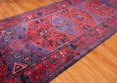 Vintage Zanjan Hand-Knotted Persian Wool Runner Rug