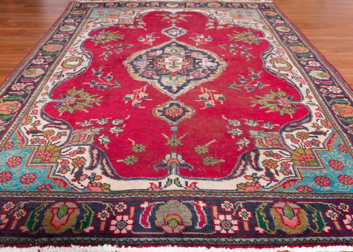 (Pair) Vintage Tabriz Hand-Knotted Wool Persian Rug