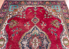 (Pair) Vintage Tabriz Hand-Knotted Wool Persian Rug