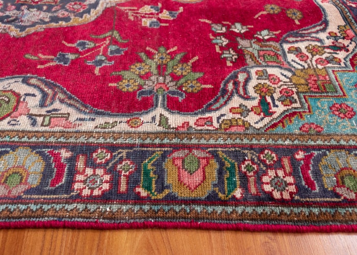 (Pair) Vintage Tabriz Hand-Knotted Wool Persian Rug