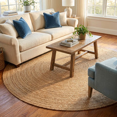 Natural Plain Handmade Jute Round Rug