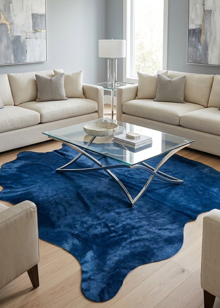 royal blue cowhide rug