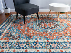 Red And Blue Vintage Area Rug