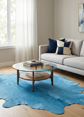 sea blue cowhide rug