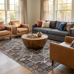 Geometrical Multi-Colour Vintage Area Rug