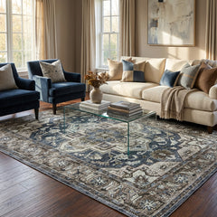 Blue And Brown Vintage Area Rug