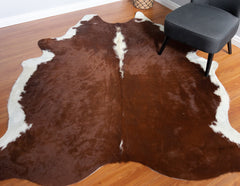 Hereford Brown And White Cowhide Rug