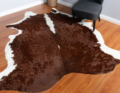 Hereford Brown And White Cowhide Rug