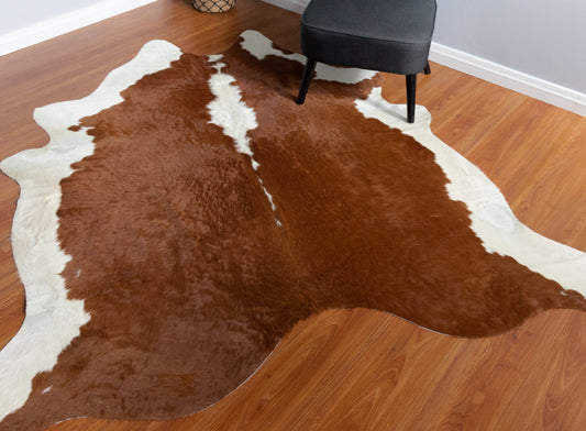 Hereford Brown And White Cowhide Rug