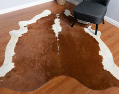 Hereford Brown And White Cowhide Rug