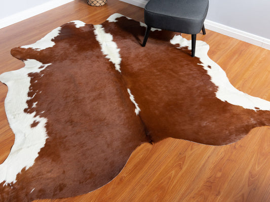 Hereford Brown And White Cowhide Rug