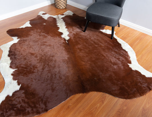 Hereford Brown And White Cowhide Rug