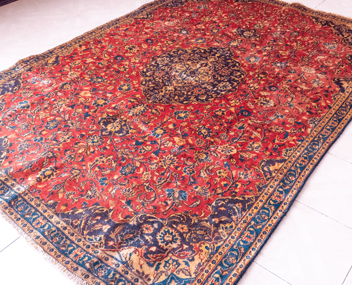 Vintage Sabzevar Hand-Knotted Wool Persian Rug