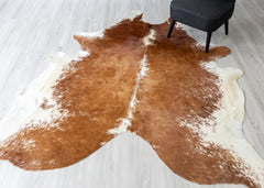 Brown And White Cowhide Rug (Size: 240 x 220 CM)