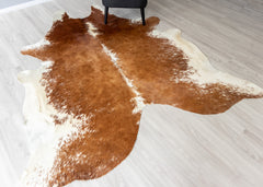 Brown And White Cowhide Rug (Size: 240 x 220 CM)