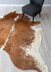 Brown And White Cowhide Rug (Size: 240 x 220 CM)