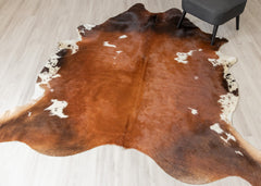 Brown And White Cowhide Rug (Size: 240 x 210 CM)