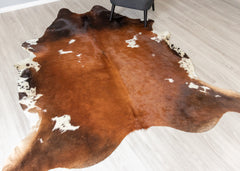 Brown And White Cowhide Rug (Size: 240 x 210 CM)