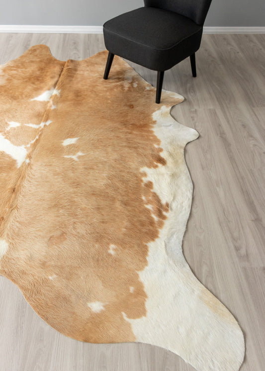 Brown And White Cowhide Rug (Size: 240 X 210 CM)