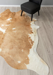 Brown And White Cowhide Rug (Size: 240 X 210 CM)