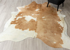 Brown And White Cowhide Rug (Size: 240 X 210 CM)