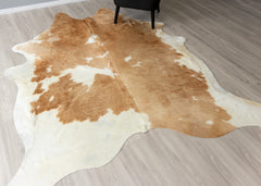 Brown And White Cowhide Rug (Size: 240 X 210 CM)