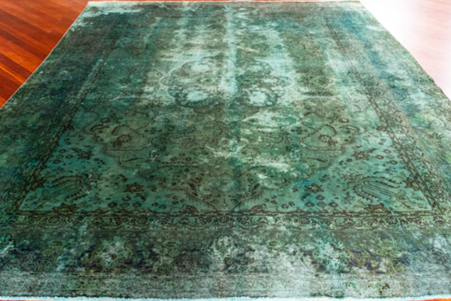 Vintage Overdyed Tabriz Hand-Knotted Wool Persian Rug