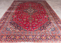 Vintage Kashan Hand-Knotted Wool Persian Rug