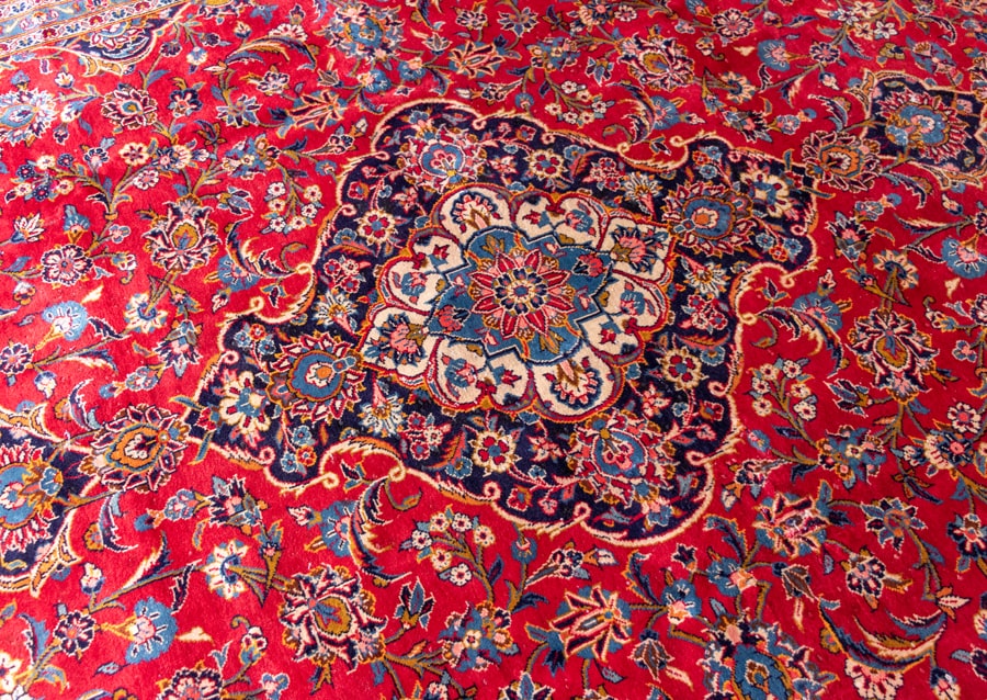Vintage Kashan Hand-Knotted Wool Persian Rug