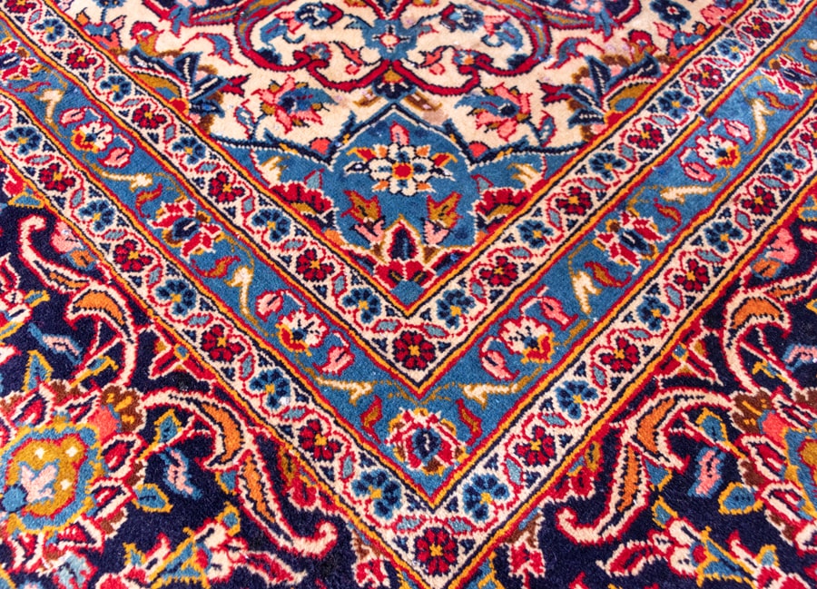 Vintage Kashan Hand-Knotted Wool Persian Rug