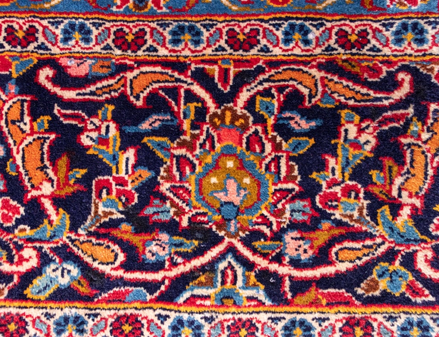 Vintage Kashan Hand-Knotted Wool Persian Rug