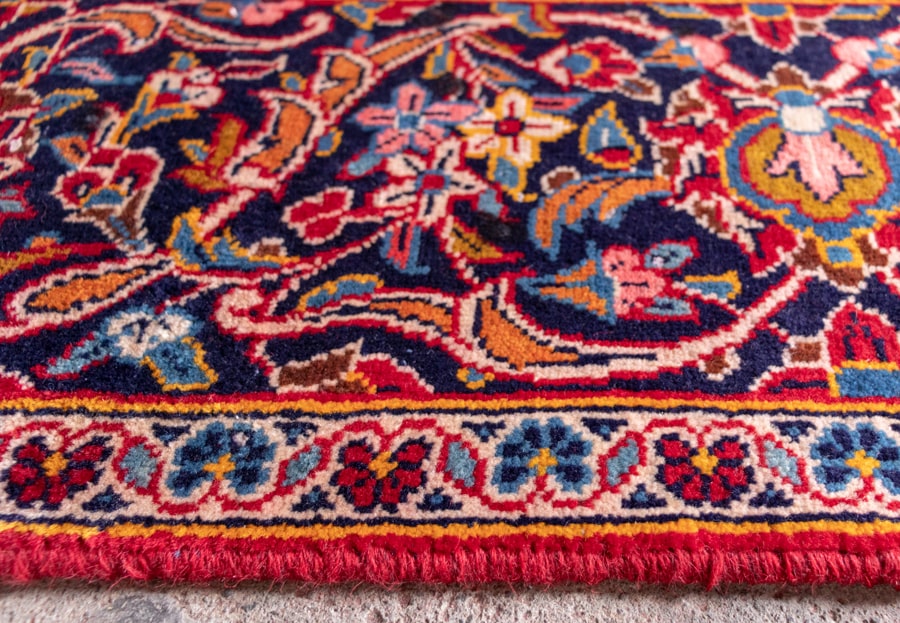 Vintage Kashan Hand-Knotted Wool Persian Rug