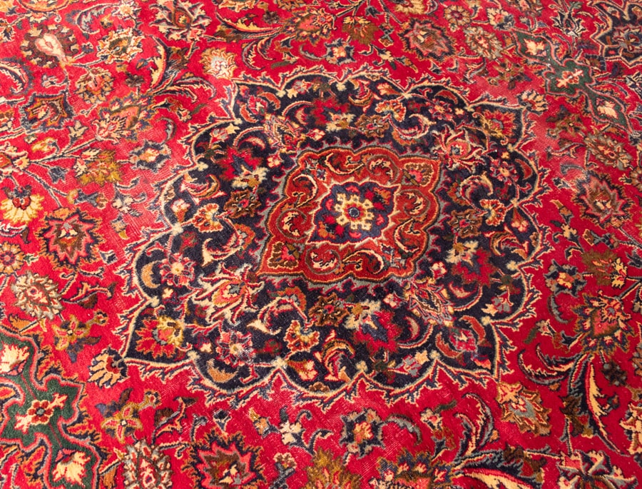 Vintage Mashad Hand-Knotted Wool Persian Rug