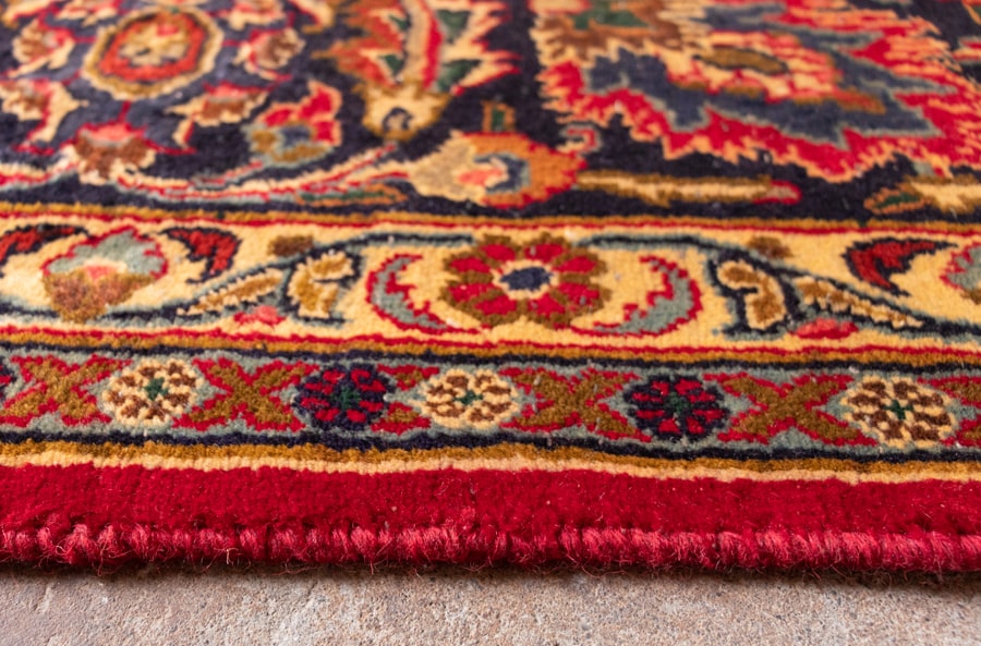 Vintage Mashad Hand-Knotted Wool Persian Rug