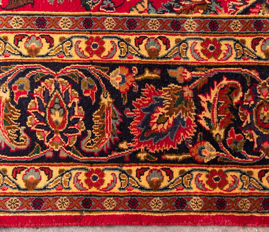 Vintage Mashad Hand-Knotted Wool Persian Rug