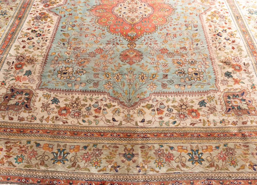 Vintage Tabriz Hand-Knotted Wool Persian Rug