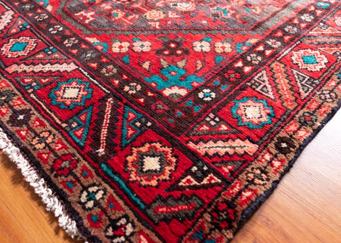 Vintage Hamedan Hand-Knotted Persian Wool Runner Rug