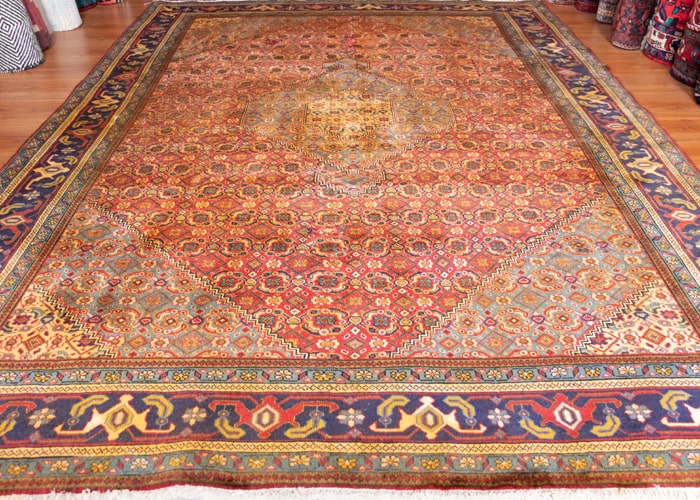 Vintage Ardabil Hand-Knotted Persian Wool Rug