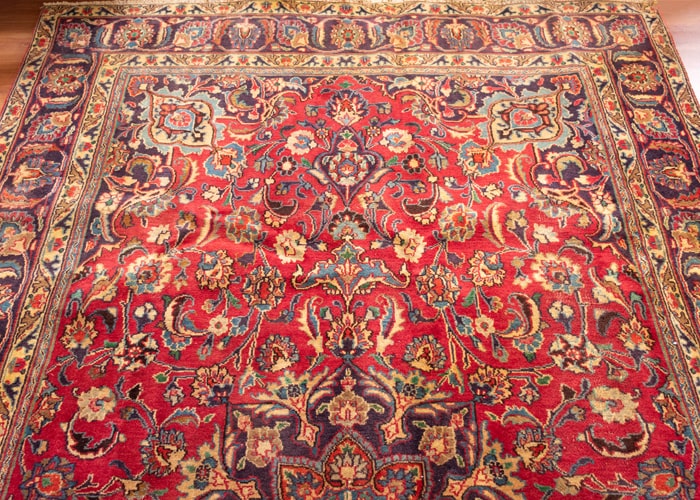 Signed Vintage Khorasan Hand-Knotted Wool Persian Rug