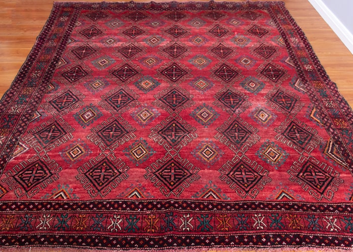 Vintage Baluch Hand-Knotted Wool Persian Rug