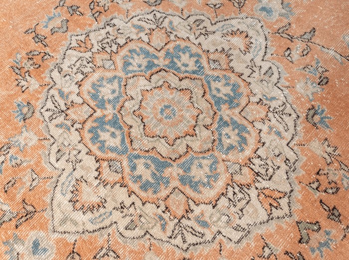 Vintage Hand-Knotted Distressed Turkish  Rug